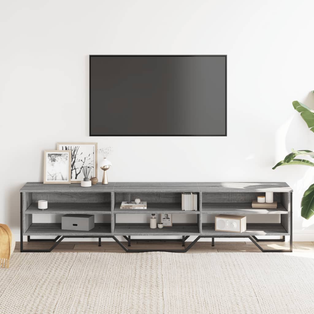 Industrial Wooden TV Tele Stand Unit Cabinet With Open Storage Compartments Wood