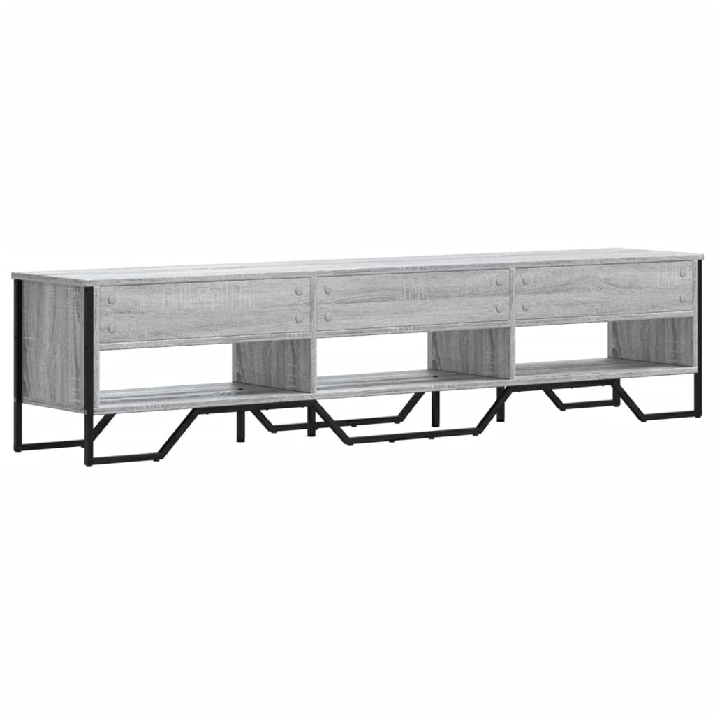 Industrial Wooden TV Tele Stand Unit Cabinet With Open Storage Compartments Wood