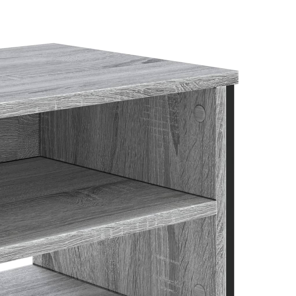 Industrial Wooden TV Tele Stand Unit Cabinet With Open Storage Compartments Wood