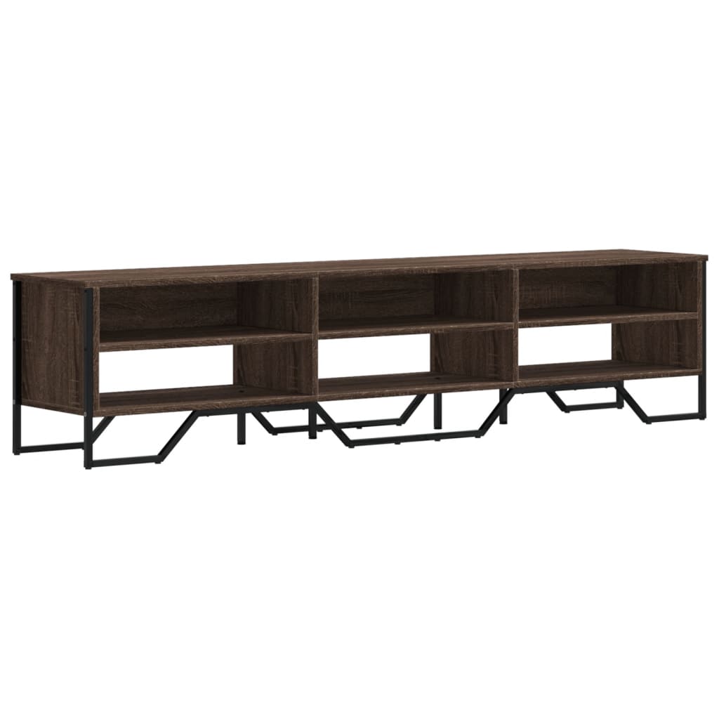Industrial Wooden TV Tele Stand Unit Cabinet With Open Storage Compartments Wood