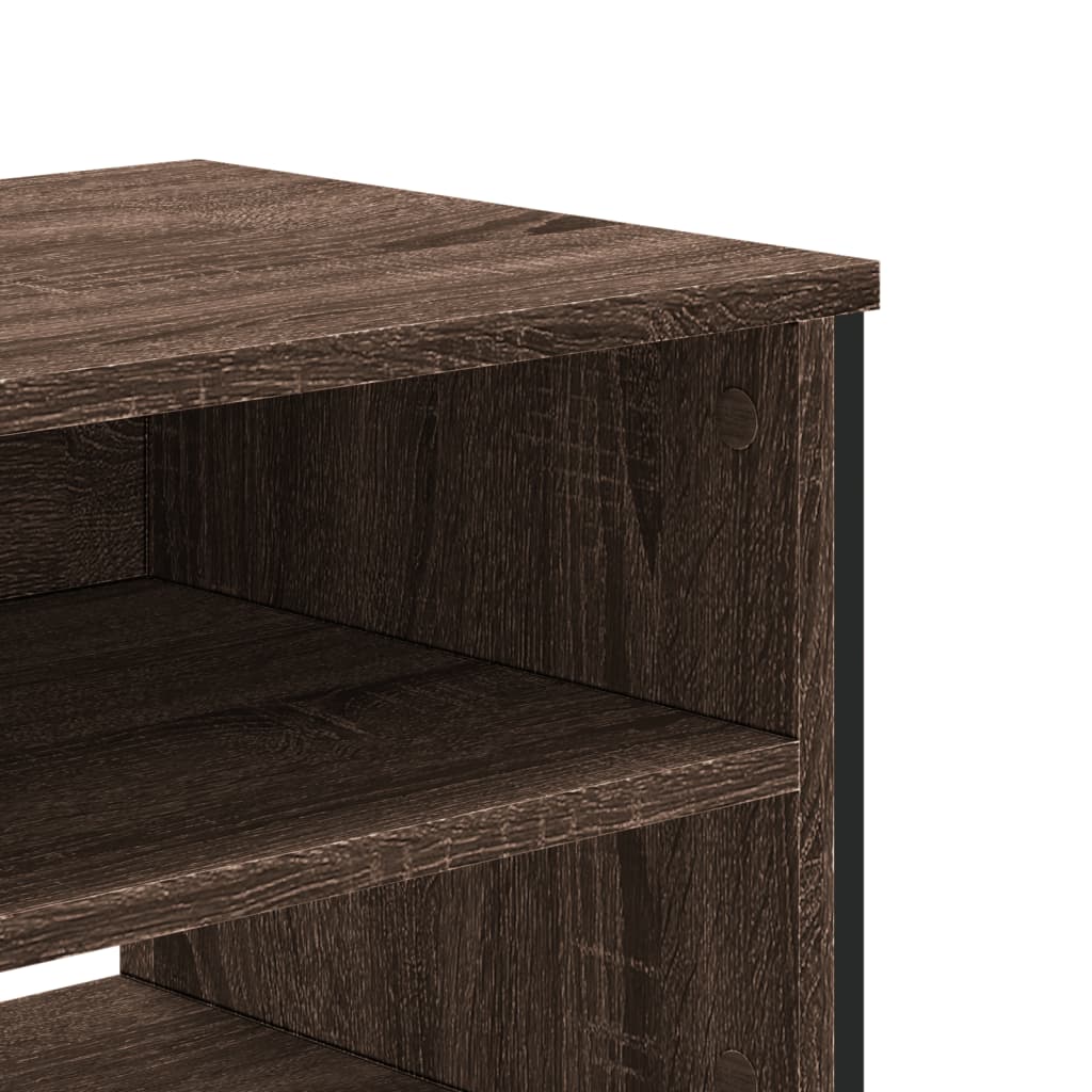 Industrial Wooden TV Tele Stand Unit Cabinet With Open Storage Compartments Wood