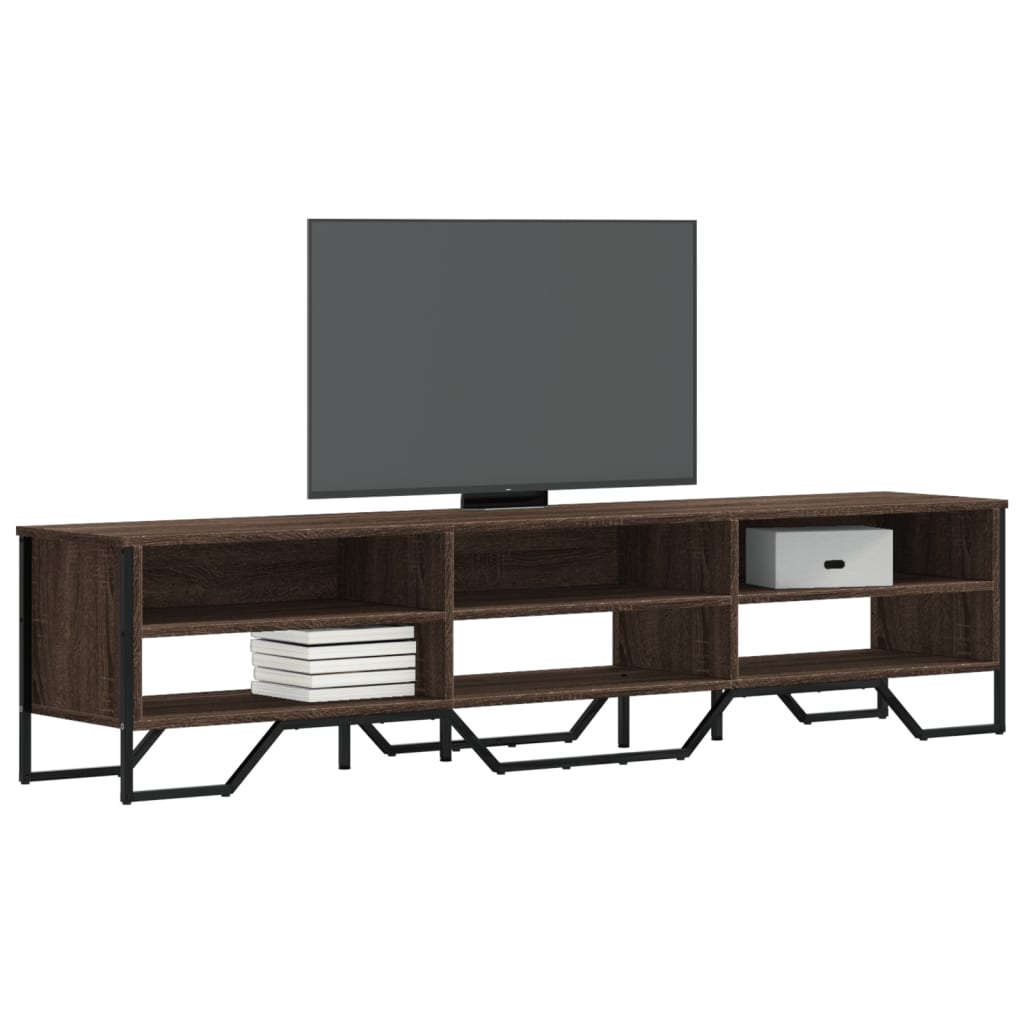 Industrial Wooden TV Tele Stand Unit Cabinet With Open Storage Compartments Wood