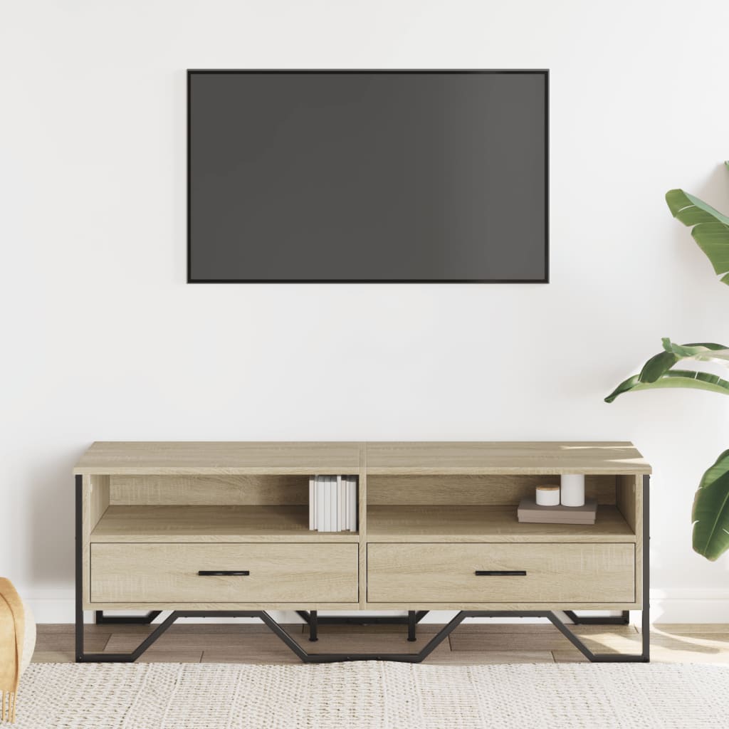 Industrial Rustic Wooden TV Stand Unit Cabinet With Drawers & Open Storage