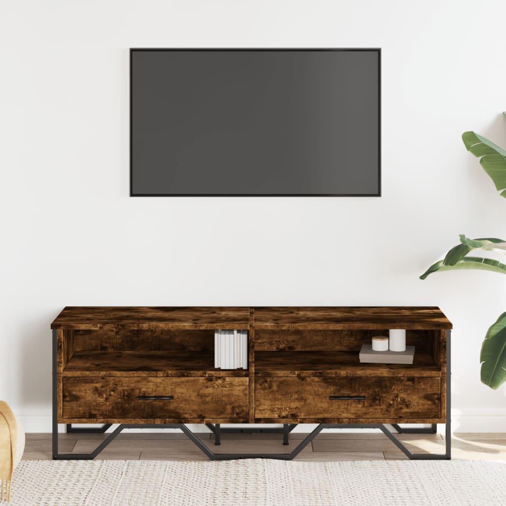 Industrial Rustic Wooden TV Stand Unit Cabinet With Drawers & Open Storage