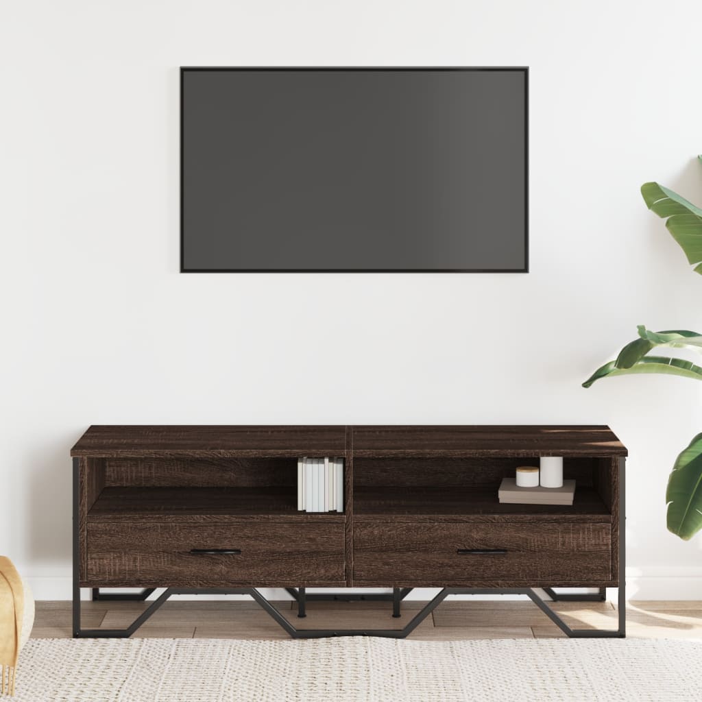 Industrial Rustic Wooden TV Stand Unit Cabinet With Drawers & Open Storage