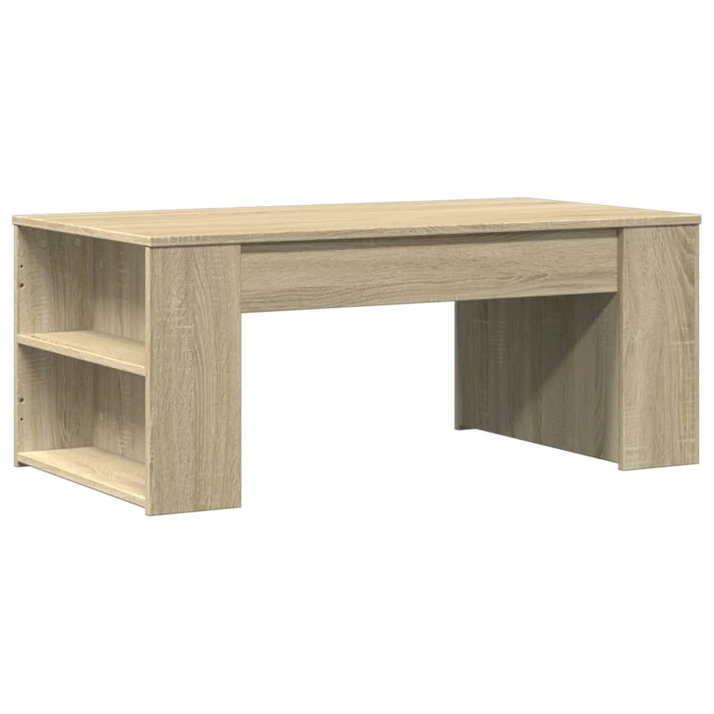 Modern Wooden Living Room Coffee Table With Open Storage Shelves Wood Tables