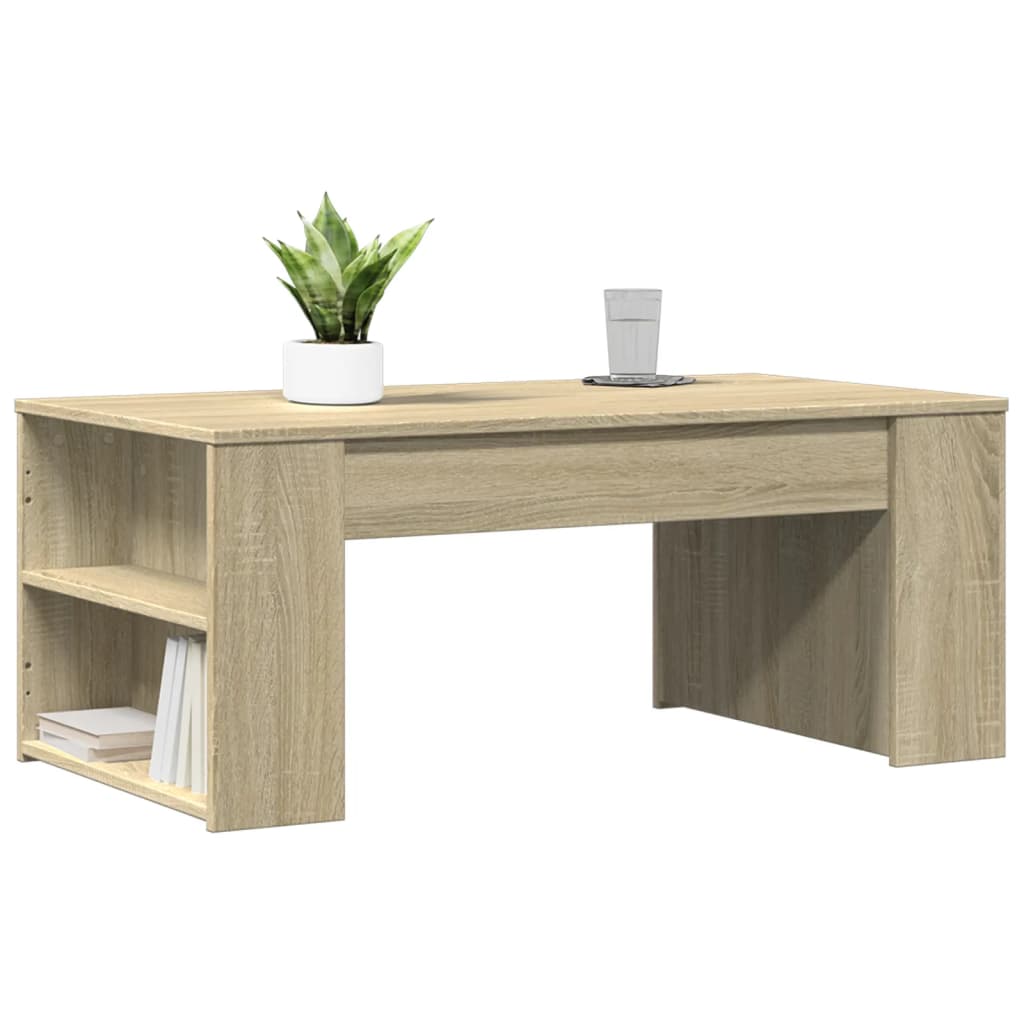 Modern Wooden Living Room Coffee Table With Open Storage Shelves Wood Tables