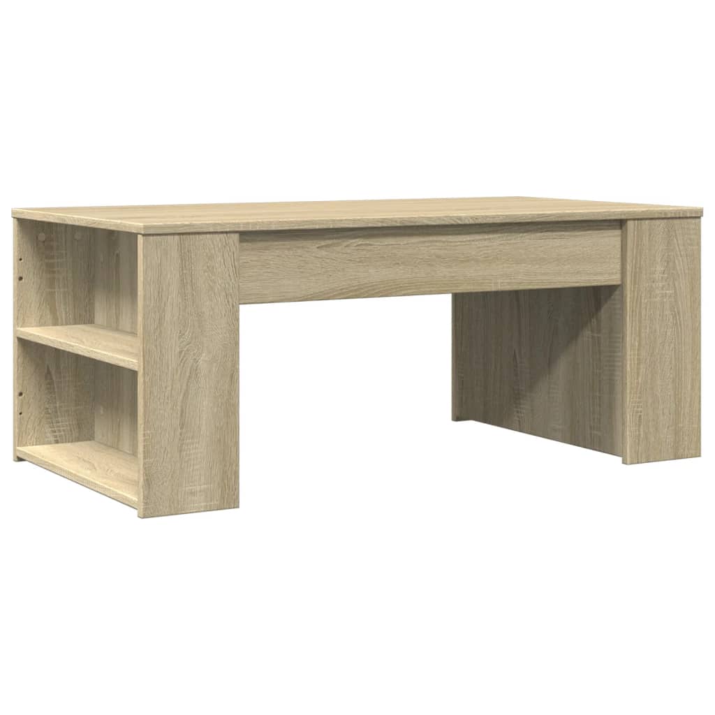 Modern Wooden Living Room Coffee Table With Open Storage Shelves Wood Tables