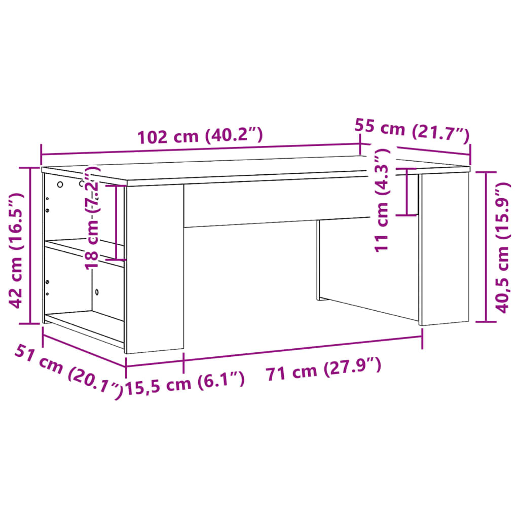Modern Wooden Living Room Coffee Table With Open Storage Shelves Wood Tables