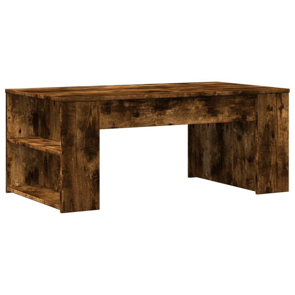 Modern Wooden Living Room Coffee Table With Open Storage Shelves Wood Tables