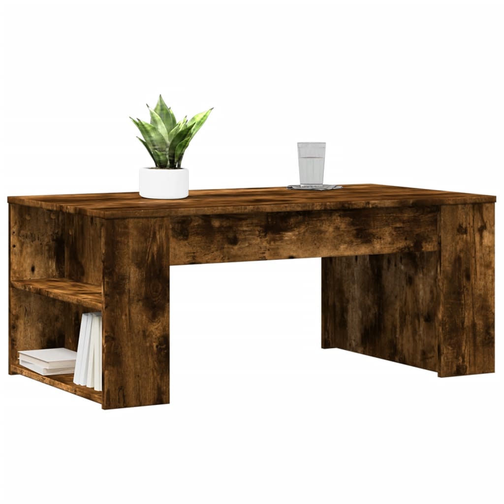 Modern Wooden Living Room Coffee Table With Open Storage Shelves Wood Tables