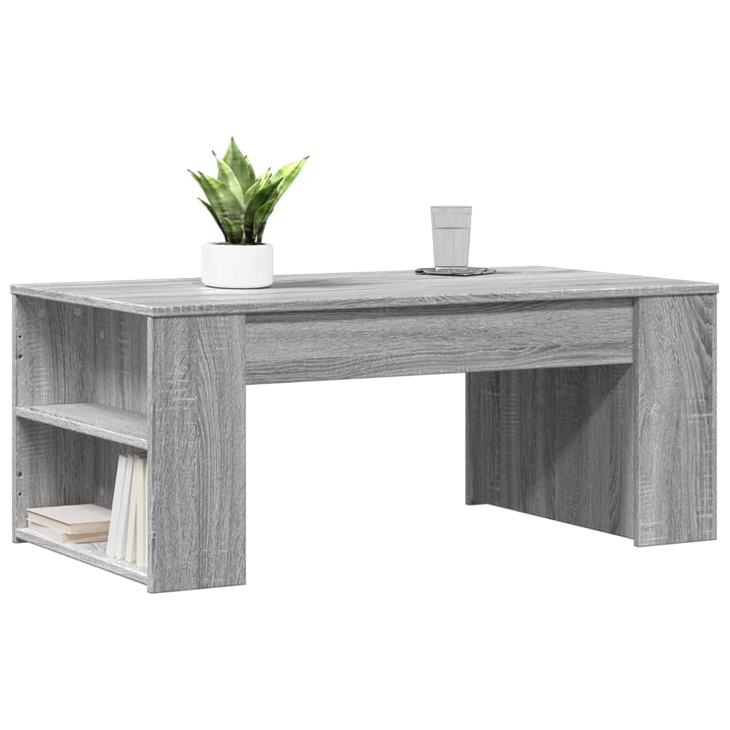 Modern Wooden Living Room Coffee Table With Open Storage Shelves Wood Tables