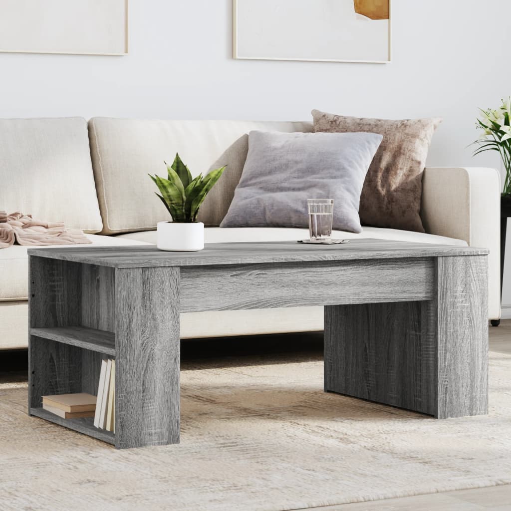Modern Wooden Living Room Coffee Table With Open Storage Shelves Wood Tables