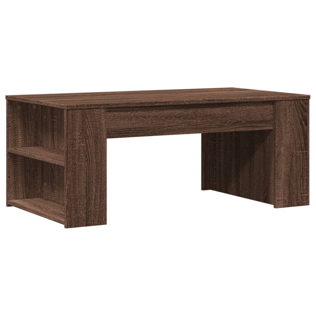 Modern Wooden Living Room Coffee Table With Open Storage Shelves Wood Tables