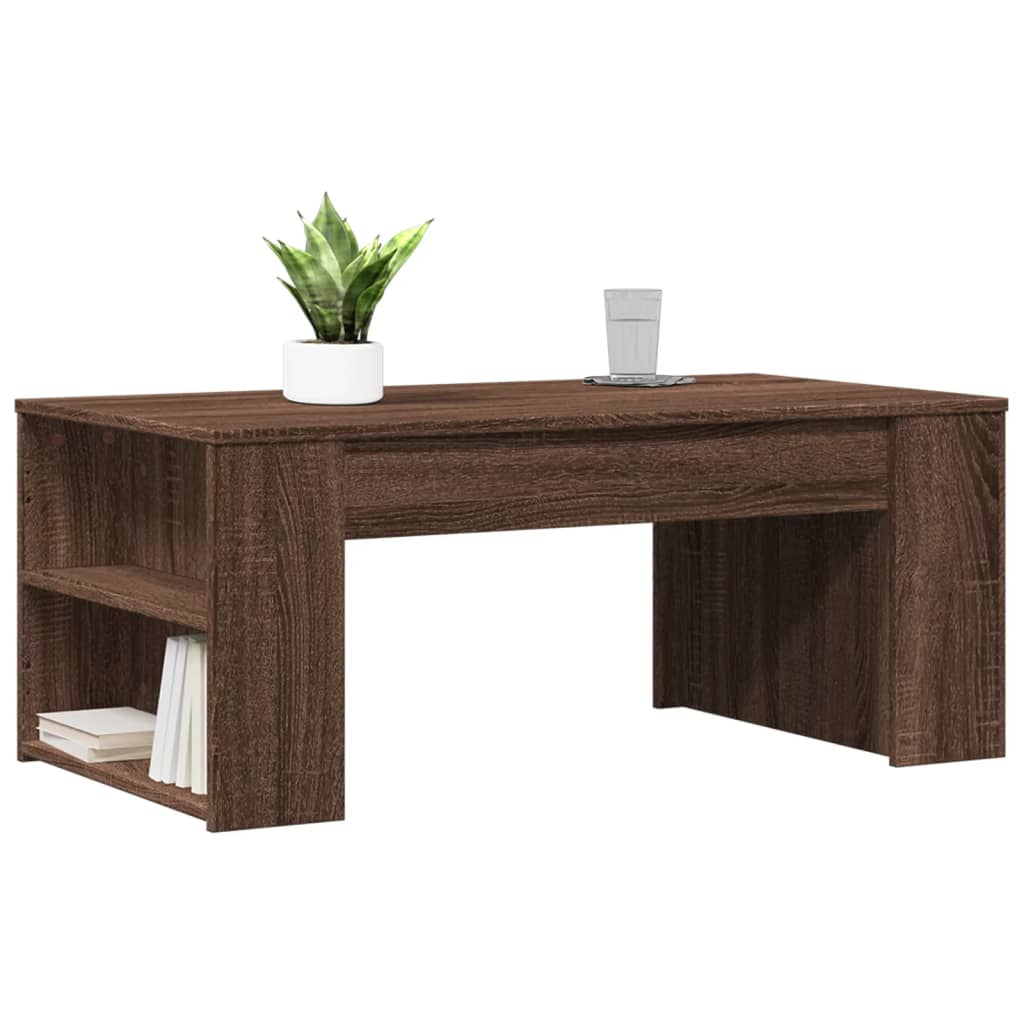Modern Wooden Living Room Coffee Table With Open Storage Shelves Wood Tables