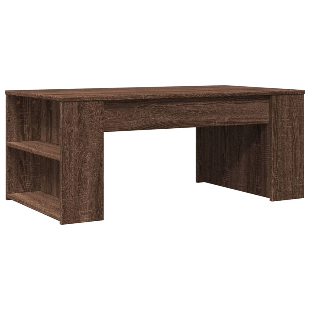 Modern Wooden Living Room Coffee Table With Open Storage Shelves Wood Tables