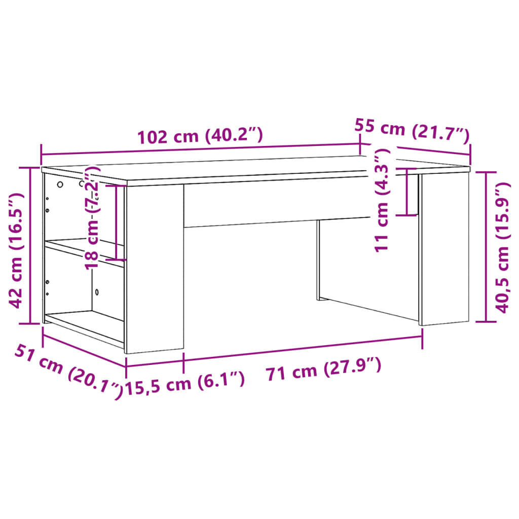 Modern Wooden Living Room Coffee Table With Open Storage Shelves Wood Tables