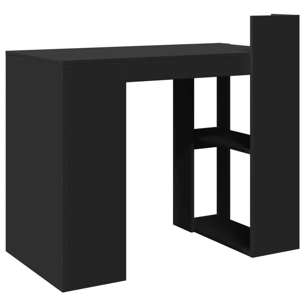 Modern Wooden Home Office Computer Desk Table With Open Storage Shelves Wood