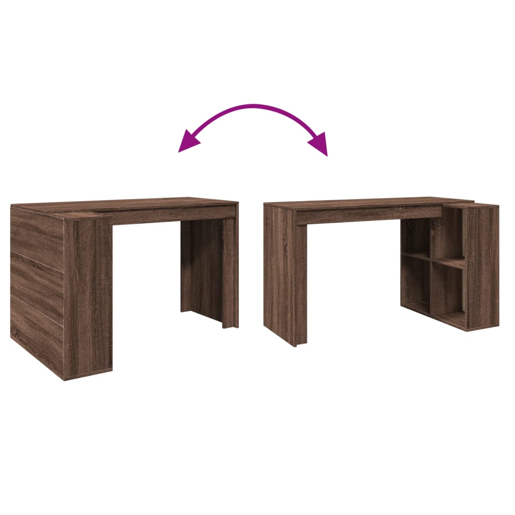 Office Desk Brown Oak 123.5x73.5x75 cm Engineered Wood