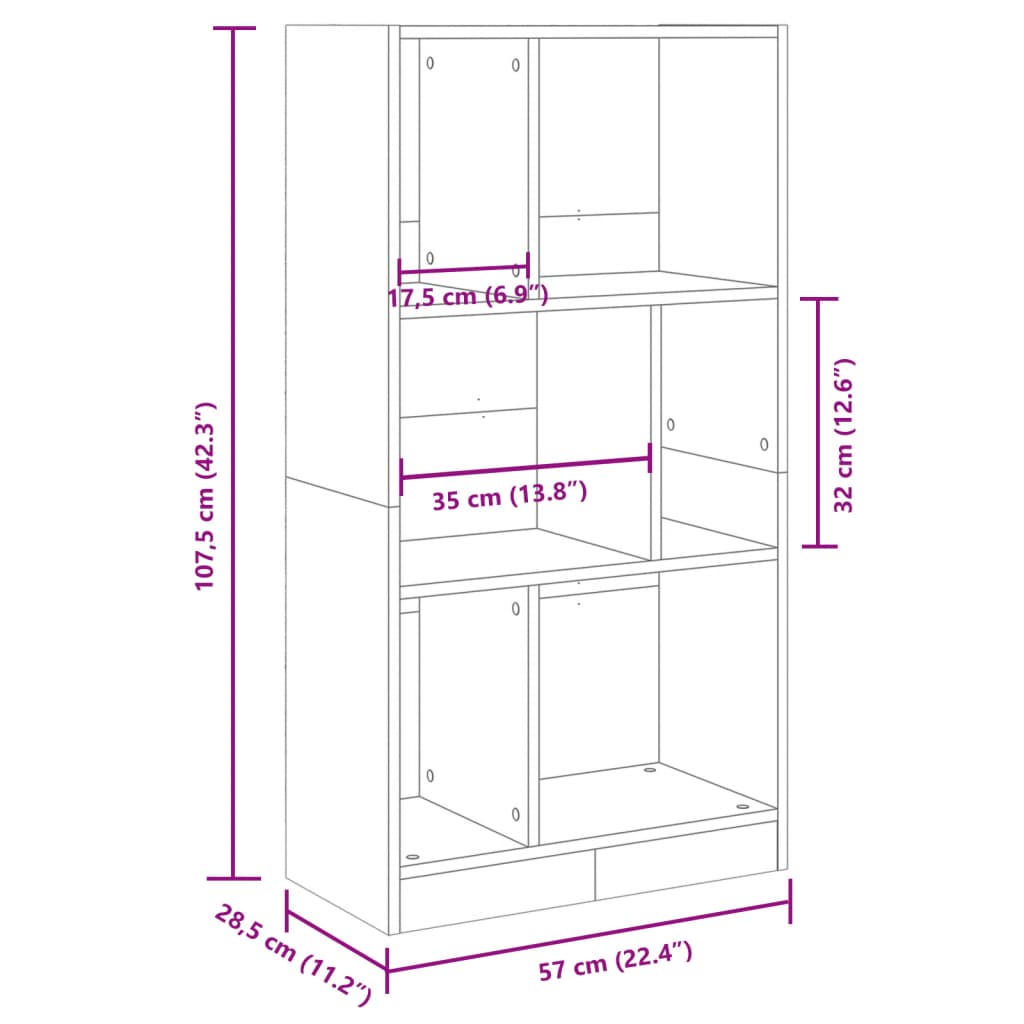 Modern Wooden Open Bookcase Storage Book Cabinet Unit Wood Display Unit