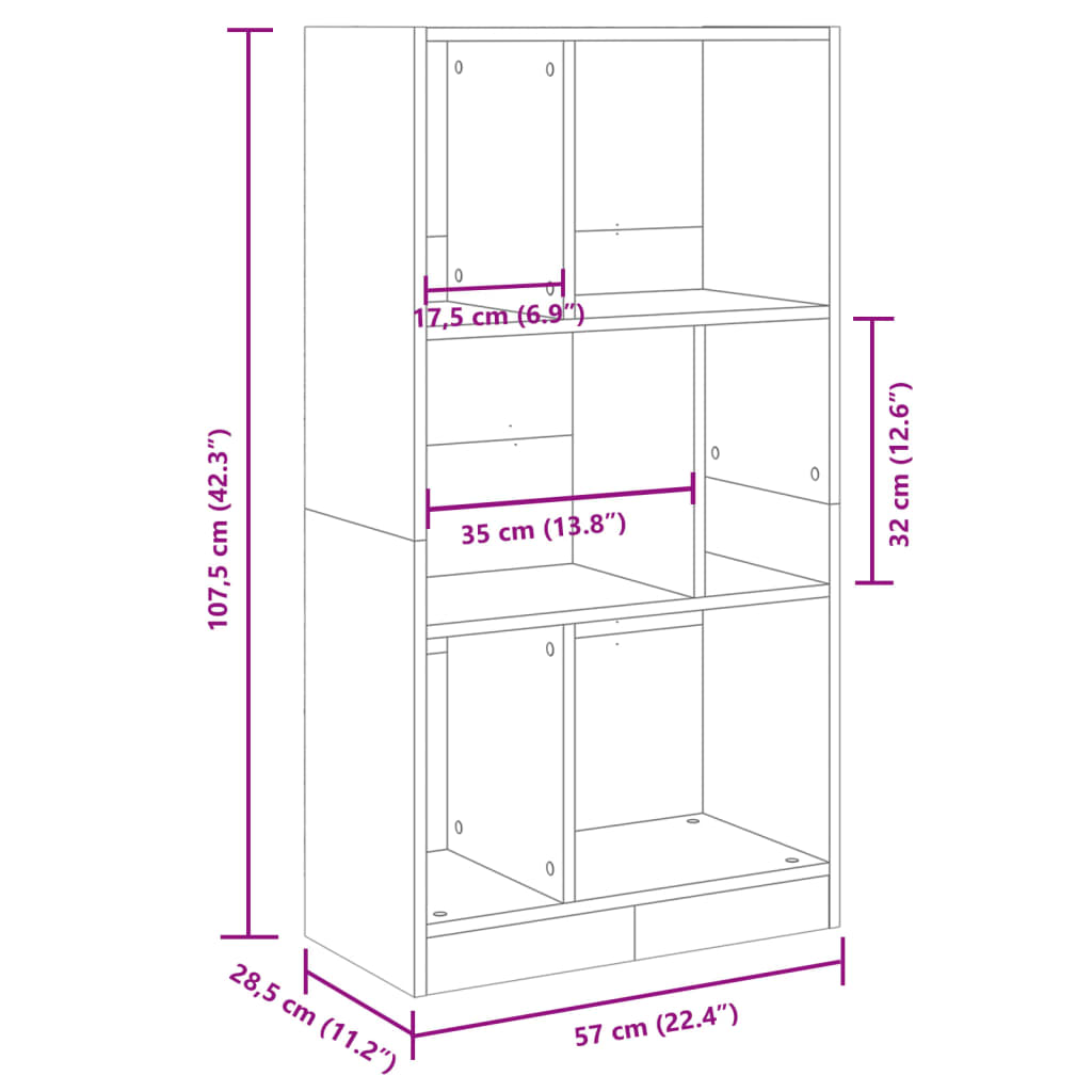 Modern Wooden Open Bookcase Storage Book Cabinet Unit Wood Display Unit