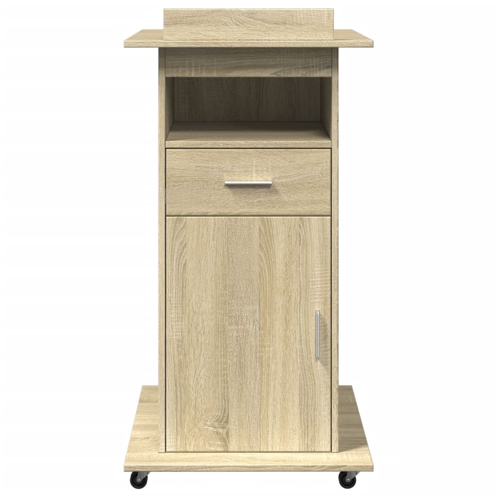 Lectern with Wheels & Drawer Sonoma Oak 55x55x107 cm Engineered Wood