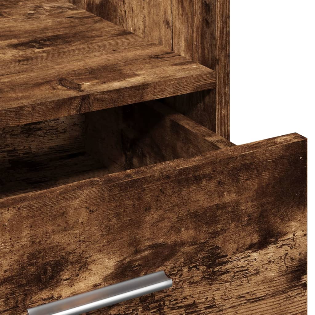 Lectern with Wheels & Drawer Smoked Oak 55x55x107 cm Engineered Wood