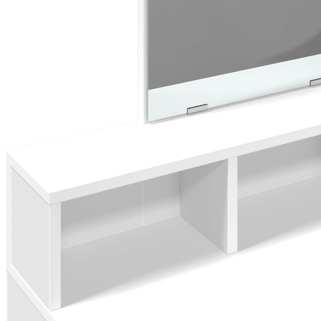 Modern Wooden Dressing Table Makeup Vanity Desk Table With Mirror & 2 Drawers