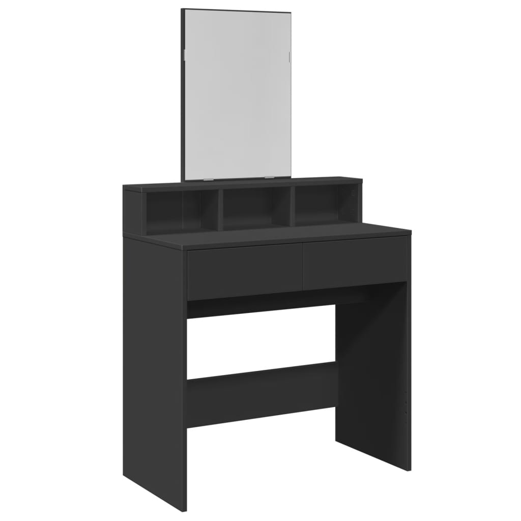 Modern Wooden Dressing Table Makeup Vanity Desk Table With Mirror & 2 Drawers