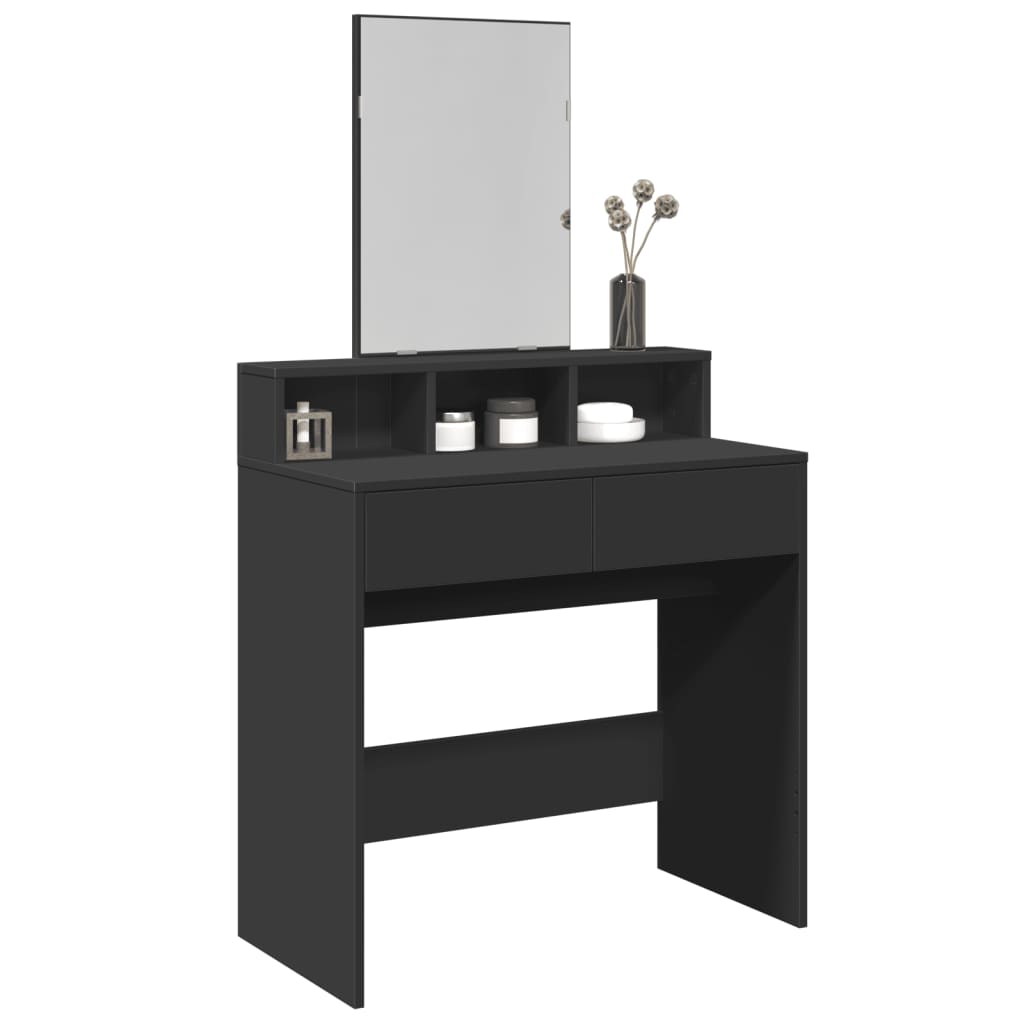 Modern Wooden Dressing Table Makeup Vanity Desk Table With Mirror & 2 Drawers