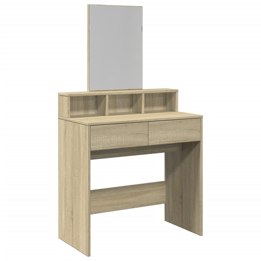Modern Wooden Dressing Table Makeup Vanity Desk Table With Mirror & 2 Drawers