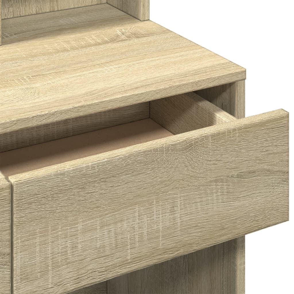 Modern Wooden Dressing Table Makeup Vanity Desk Table With Mirror & 2 Drawers