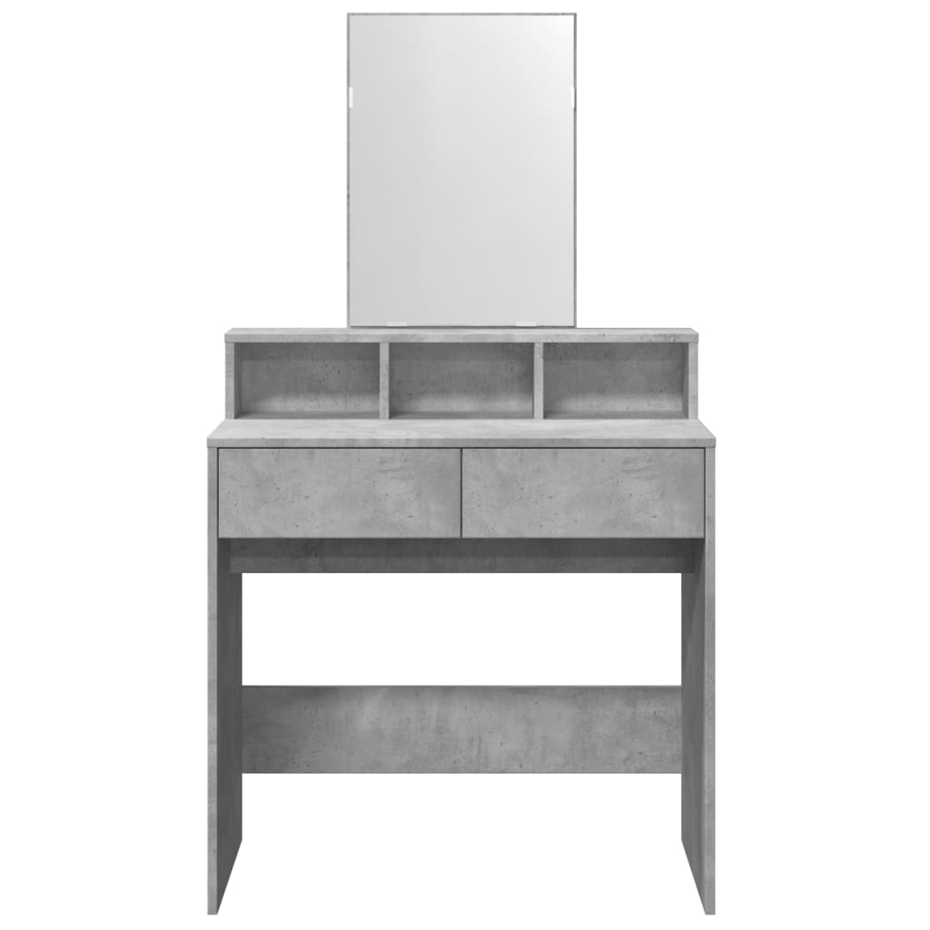 Modern Wooden Dressing Table Makeup Vanity Desk Table With Mirror & 2 Drawers