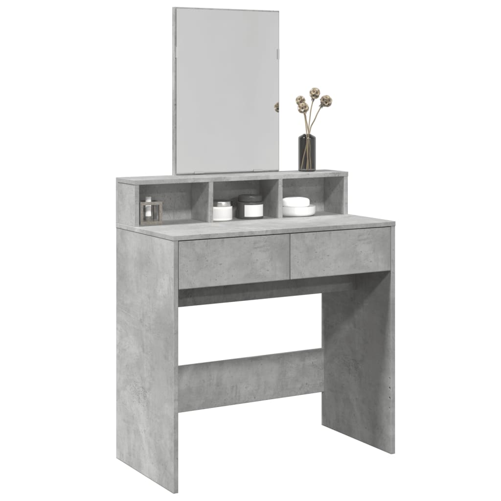 Modern Wooden Dressing Table Makeup Vanity Desk Table With Mirror & 2 Drawers