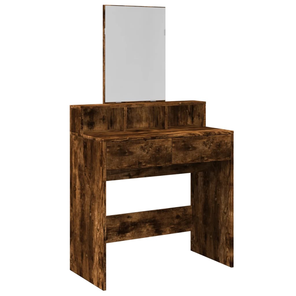 Modern Wooden Dressing Table Makeup Vanity Desk Table With Mirror & 2 Drawers