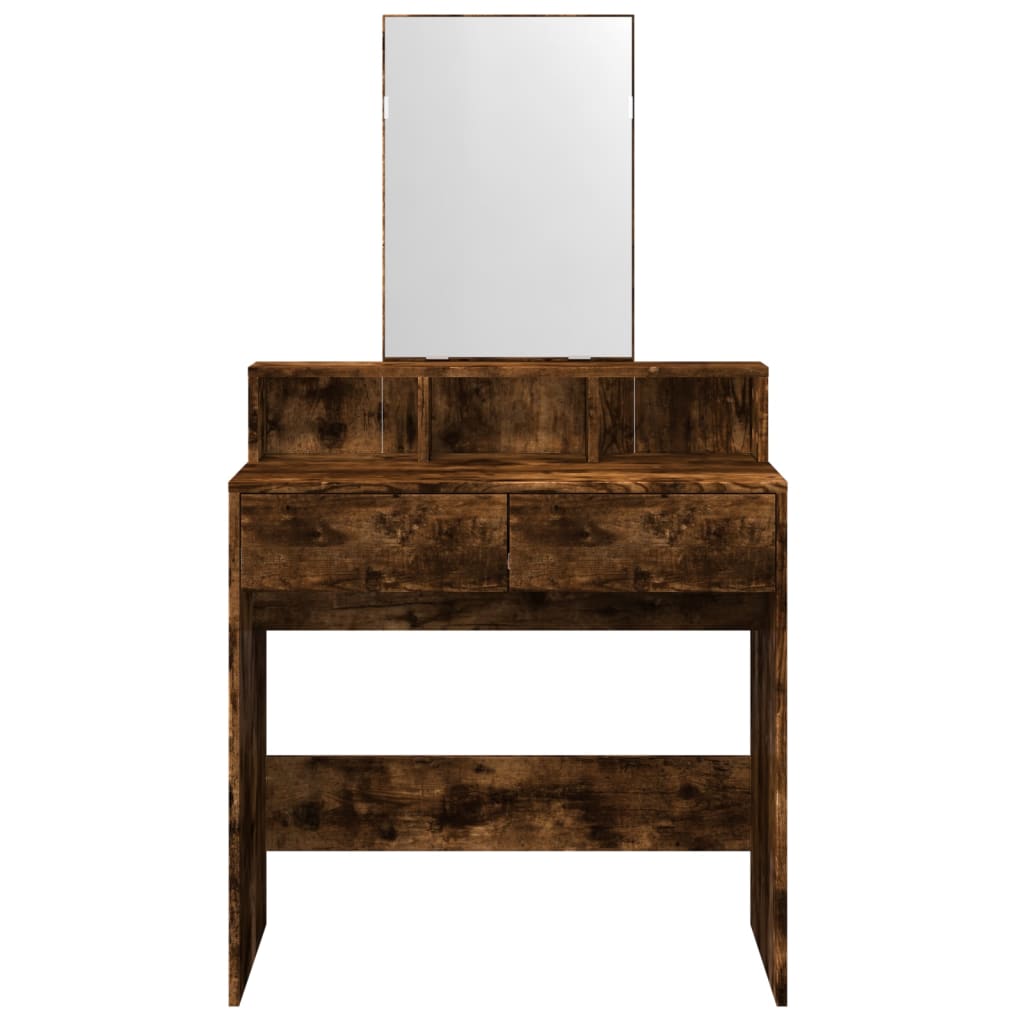 Modern Wooden Dressing Table Makeup Vanity Desk Table With Mirror & 2 Drawers