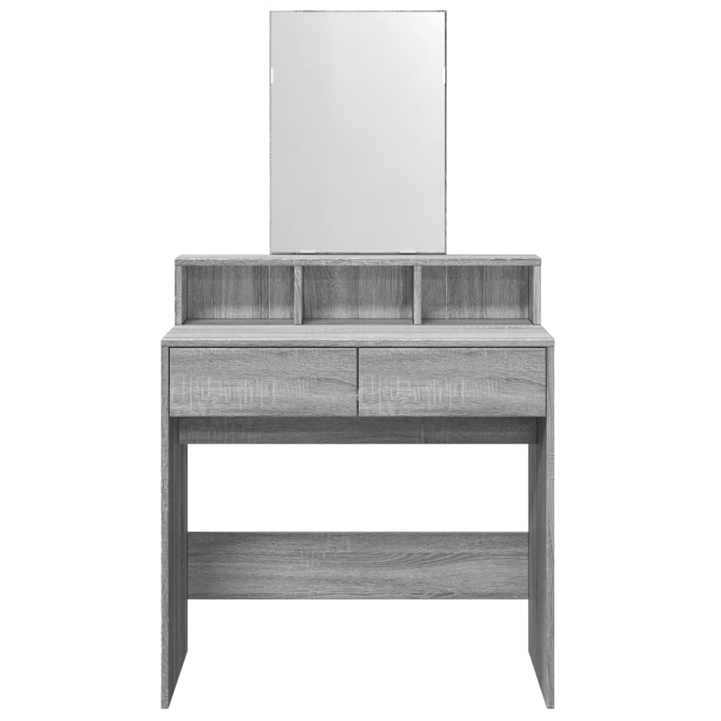 Modern Wooden Dressing Table Makeup Vanity Desk Table With Mirror & 2 Drawers