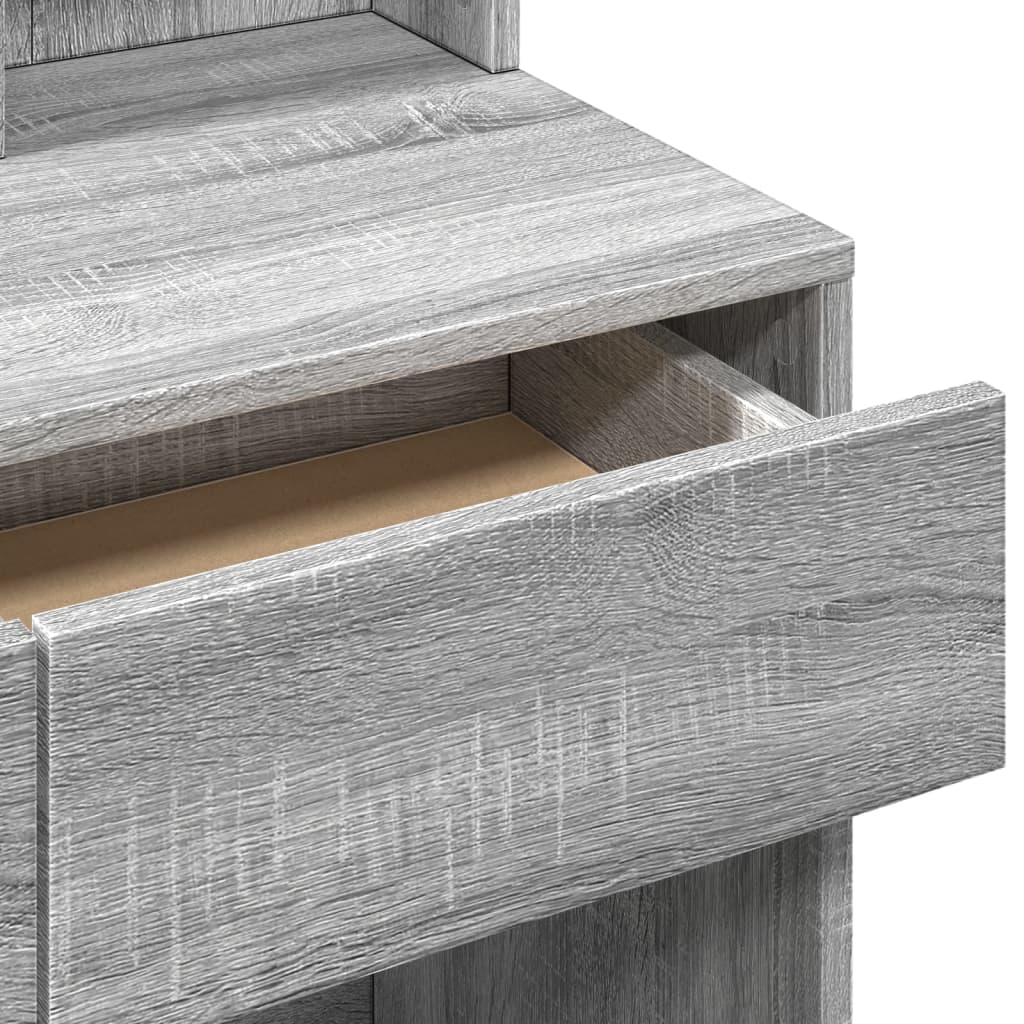 Modern Wooden Dressing Table Makeup Vanity Desk Table With Mirror & 2 Drawers