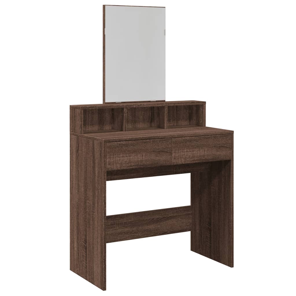 Modern Wooden Dressing Table Makeup Vanity Desk Table With Mirror & 2 Drawers