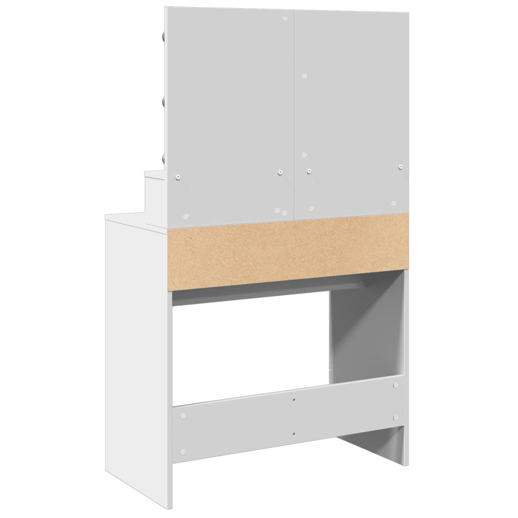 Modern Wooden Dressing Table Makeup Vanity Desk With Storage & LED Lights Mirror