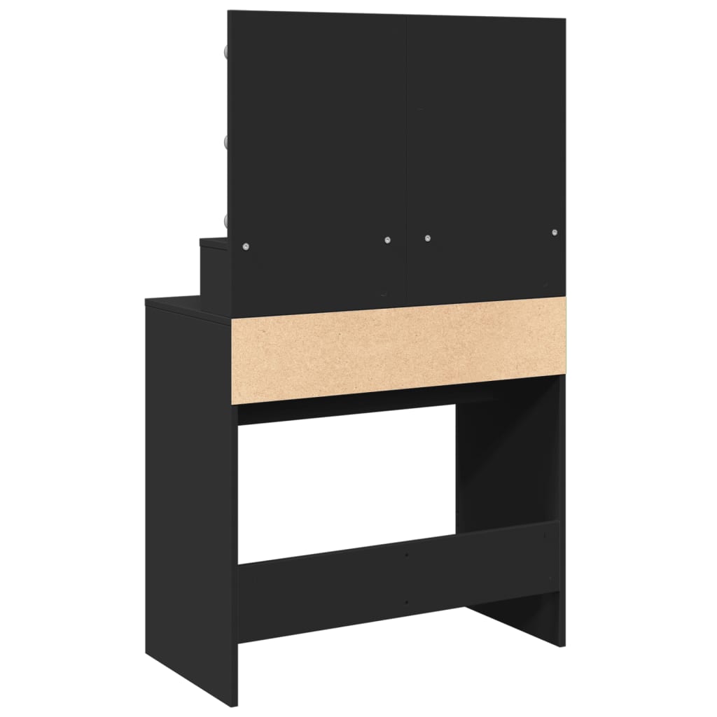 Modern Wooden Dressing Table Makeup Vanity Desk With Storage & LED Lights Mirror