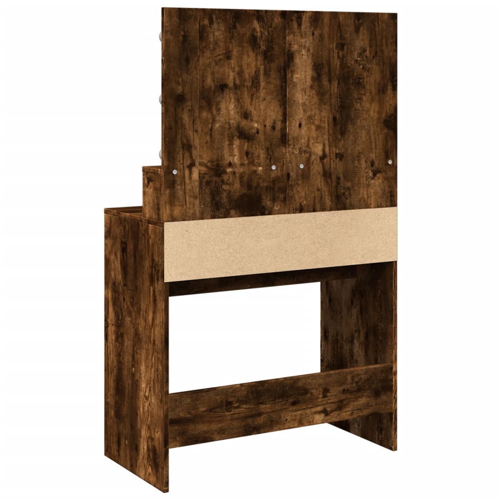 Modern Wooden Dressing Table Makeup Vanity Desk With Storage & LED Lights Mirror