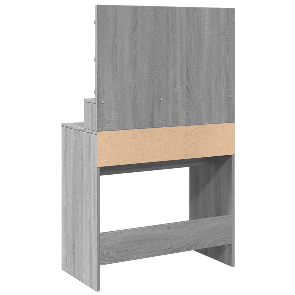 Modern Wooden Dressing Table Makeup Vanity Desk With Storage & LED Lights Mirror