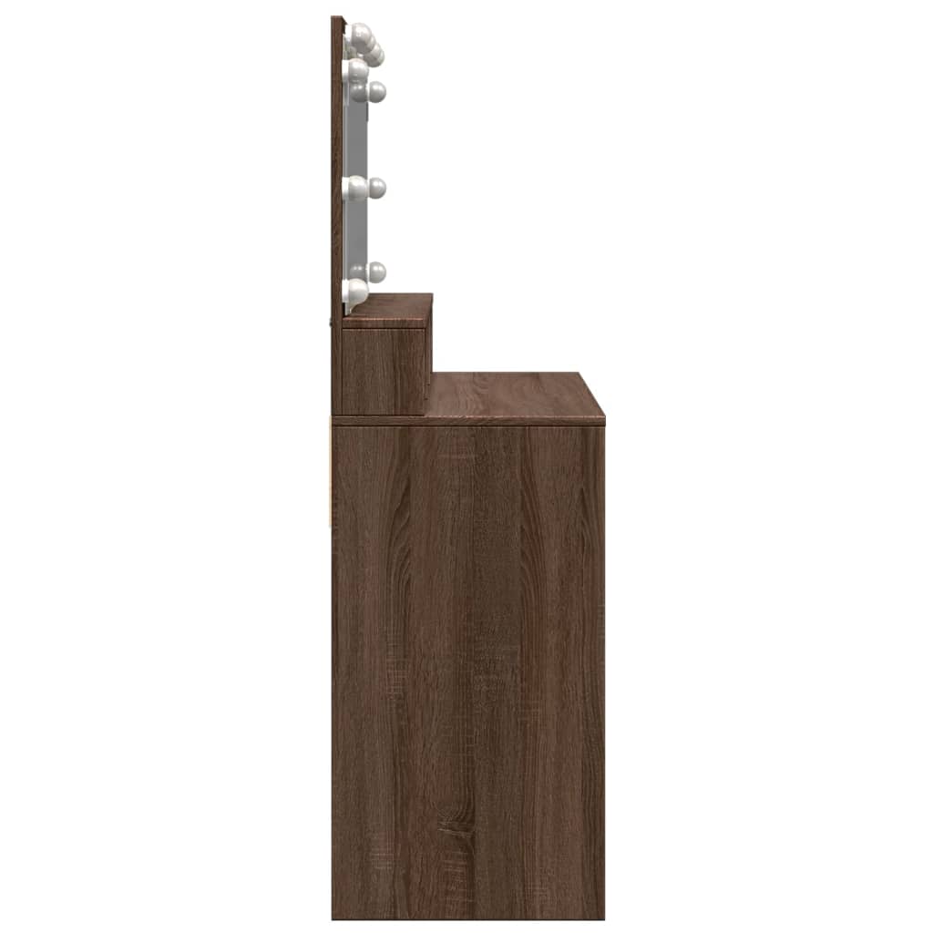 Dressing Table with LED Brown Oak 80x41x134.5 cm