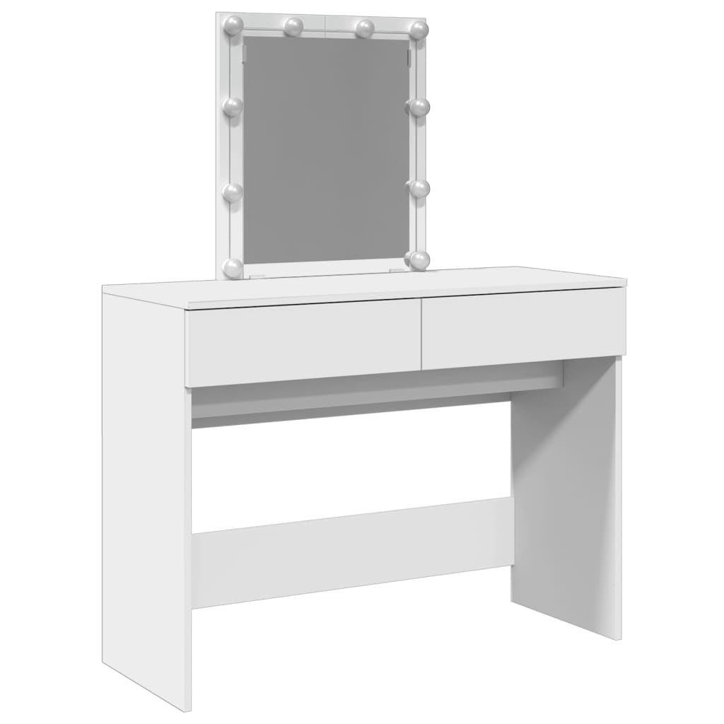 Modern Wooden Dressing Table Makeup Vanity Desk Table With Drawers LED Mirror