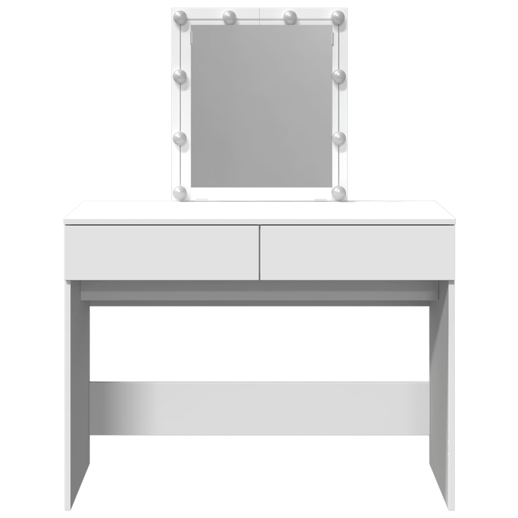 Modern Wooden Dressing Table Makeup Vanity Desk Table With Drawers LED Mirror