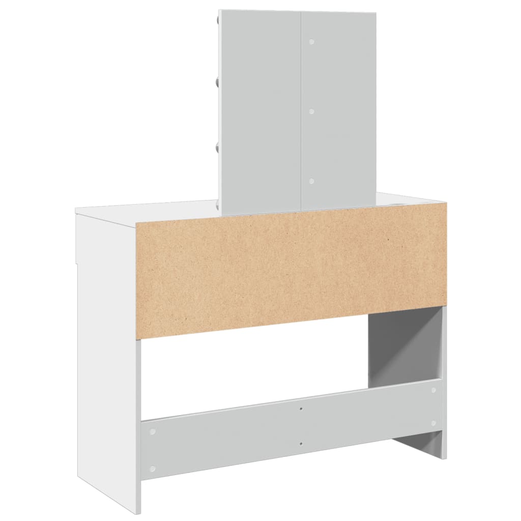 Modern Wooden Dressing Table Makeup Vanity Desk Table With Drawers LED Mirror
