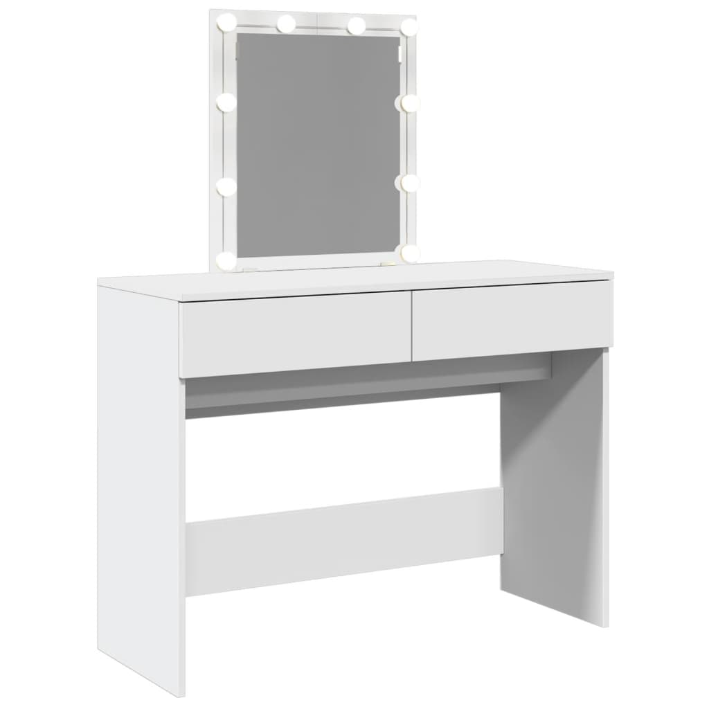 Modern Wooden Dressing Table Makeup Vanity Desk Table With Drawers LED Mirror