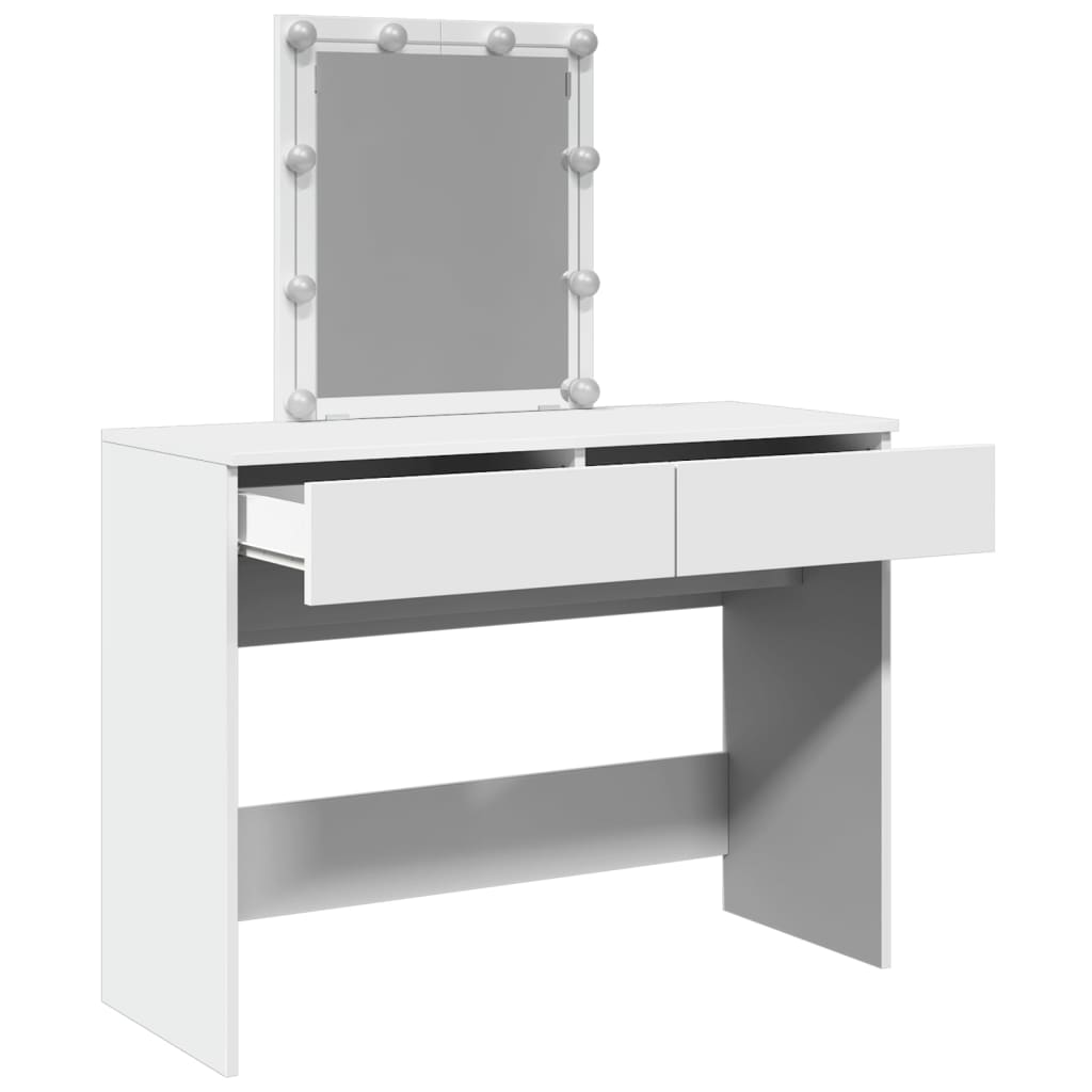Modern Wooden Dressing Table Makeup Vanity Desk Table With Drawers LED Mirror