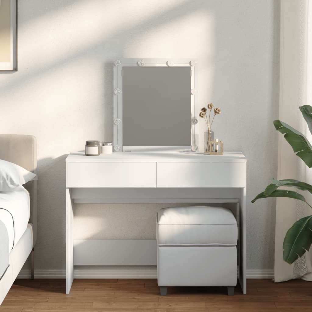 Modern Wooden Dressing Table Makeup Vanity Desk Table With Drawers LED Mirror